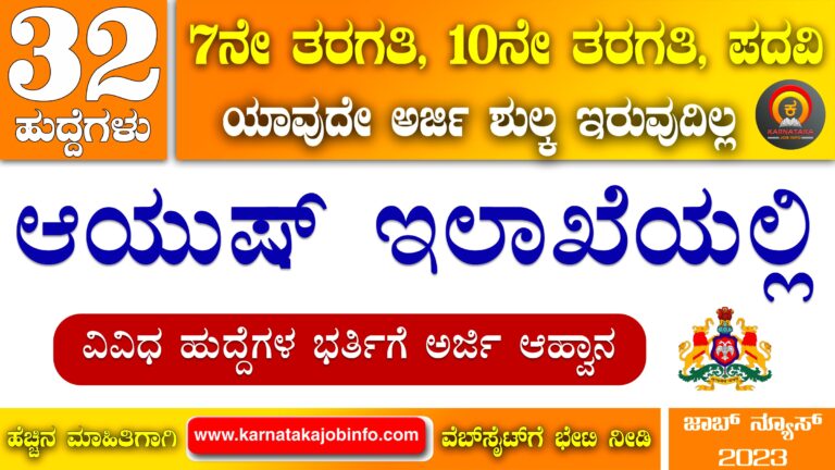 Ayush Department Karnataka Recruitment 2023 – Apply for 32 Ayush Doctors, Multi Purpose Worker and Various Posts