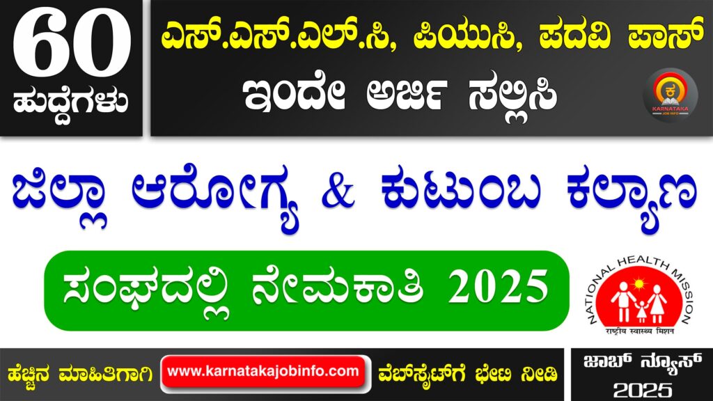 ಕೊಪ್ಪಳ ಜಿಲ್ಲಾ ಆರೋಗ್ಯ ಮತ್ತು ಕುಟುಂಬ ಕಲ್ಯಾಣ ಸಂಘದಲ್ಲಿ ನೇಮಕಾತಿ 2025 - DHFWS Koppal Recruitment 2025 DHFWS Koppal Recruitment 2025