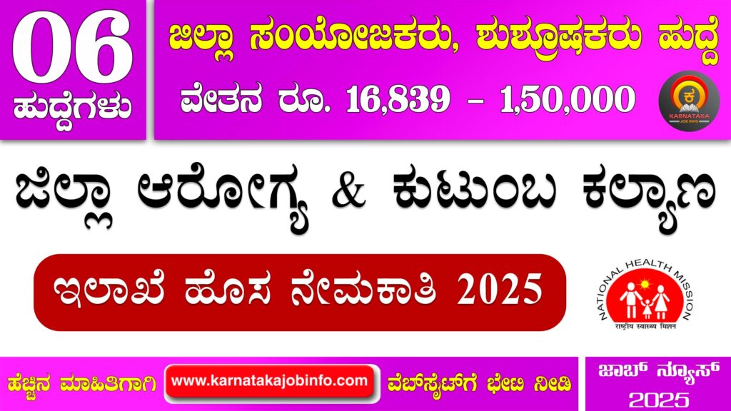 ಚಿಕ್ಕಬಳ್ಳಾಪುರ ಜಿಲ್ಲಾ ಆರೋಗ್ಯ ಮತ್ತು ಕುಟುಂಬ ಕಲ್ಯಾಣ ಇಲಾಖೆ ನೇಮಕಾತಿ 2025 - DHFWS Chikkaballapur Recruitment 2025 DHFWS Chikkaballapur Recruitment 2025