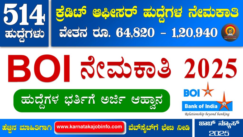 ಬ್ಯಾಂಕ್ ಆಫ್ ಇಂಡಿಯಾ ನೇಮಕಾತಿ 2025 – Bank of India Recruitment 2025 Bank of India Recruitment 2025