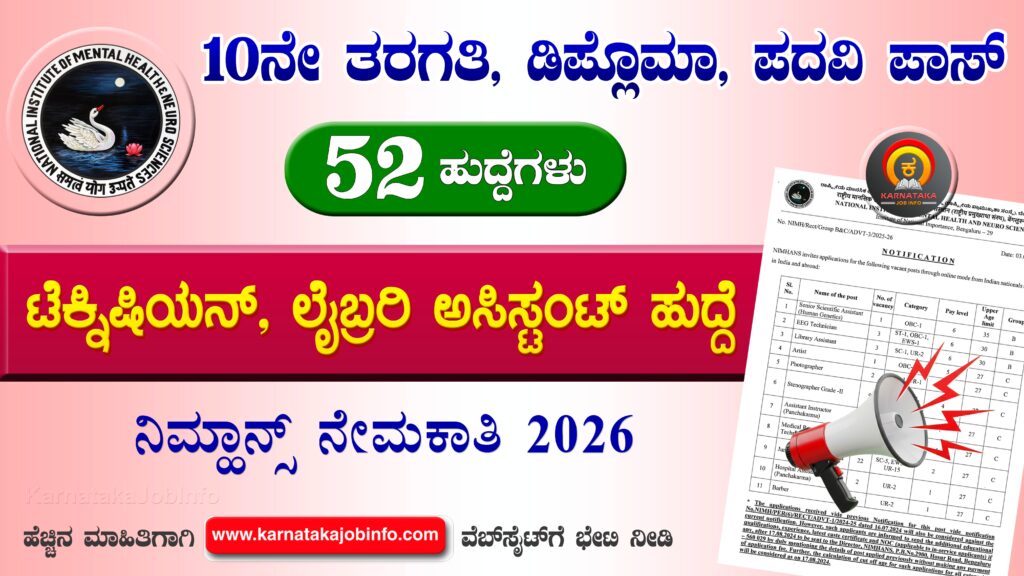 NIMHANS Recruitment 2026