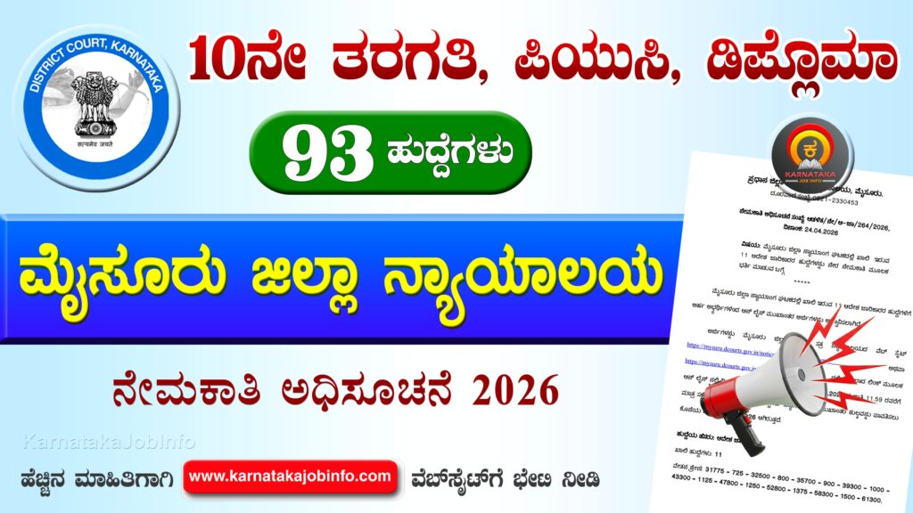 Mysore District Court Recruitment 2026