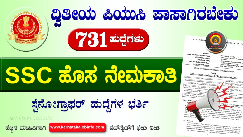 SSC Stenographer Recruitment 2026