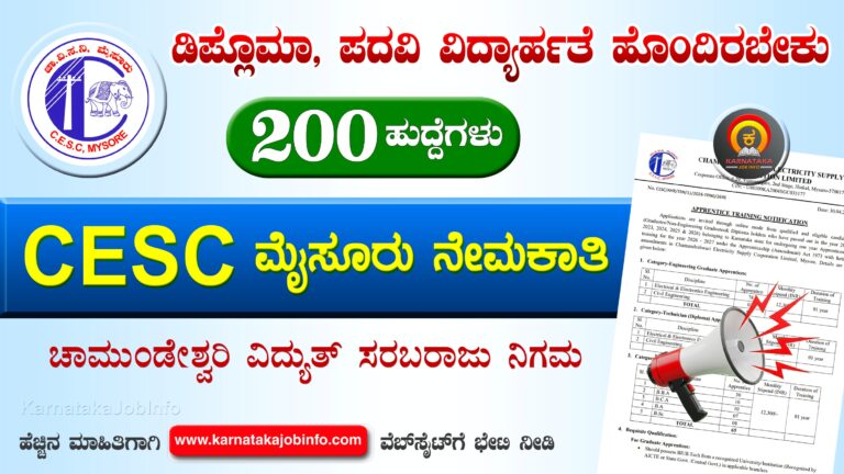 CESC Mysore Apprentice Recruitment 2026