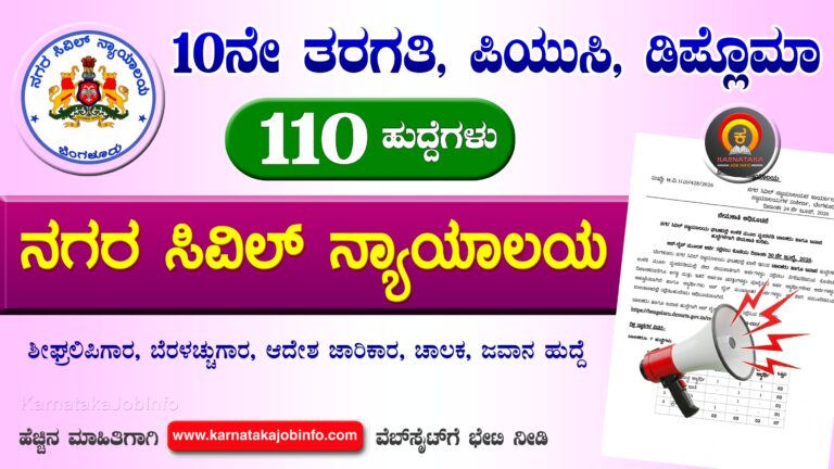 Bengaluru City Civil Court Recruitment 2026