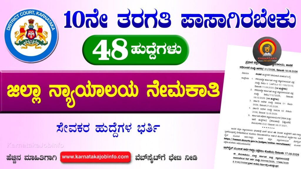ಹಾಸನ ಜಿಲ್ಲಾ ನ್ಯಾಯಾಲಯದಲ್ಲಿ ನೇಮಕಾತಿ 2026 - Hassan District Court Recruitment 2026